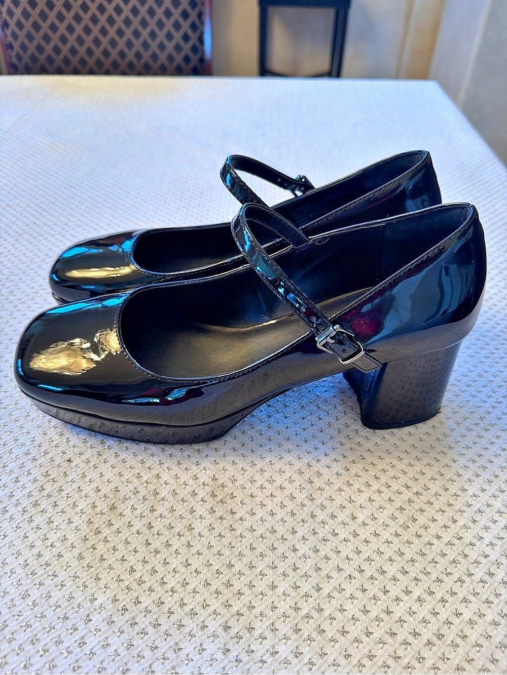Aerosoles Platform Mary Jane Pump Black Heels 7.5